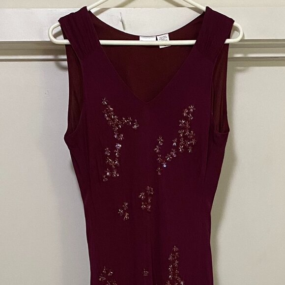 Newport News beautiful sleeveless burgundy embellished evening gown, size 18 - Picture 1 of 14